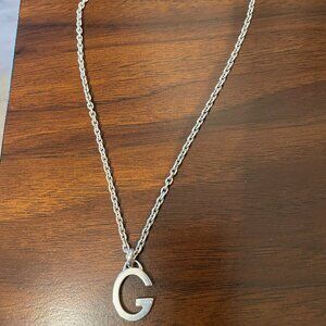 Authentic GUCCI 925 STERLING SILVER CHARLOTTE G-Shaped Pendant Necklace